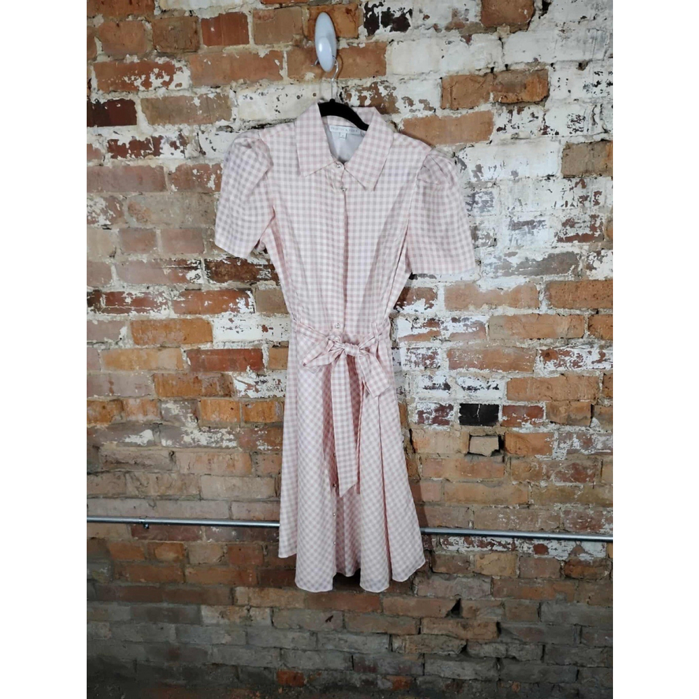 Preston & York pink and white gingham dress with a collared neck 8